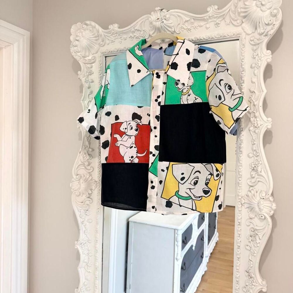 New York Couture Vintage Disney 101 Dalmatians Patchwork Button-down Shirt